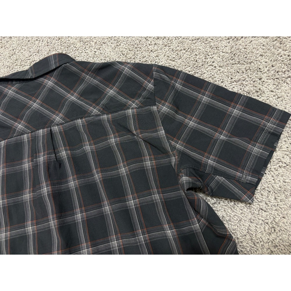 ICBREAKER Merino Shirt Short Sleeve Button Up Wool Gray Plaid Outdoor Men Large - Picture 11 of 16
